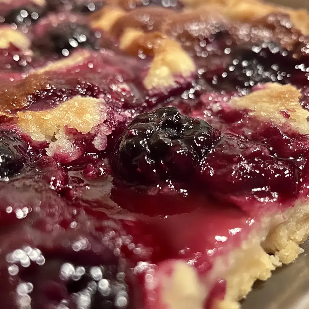 Undercooked blackberry cobbler with a gummy, watery filling and uneven crust.